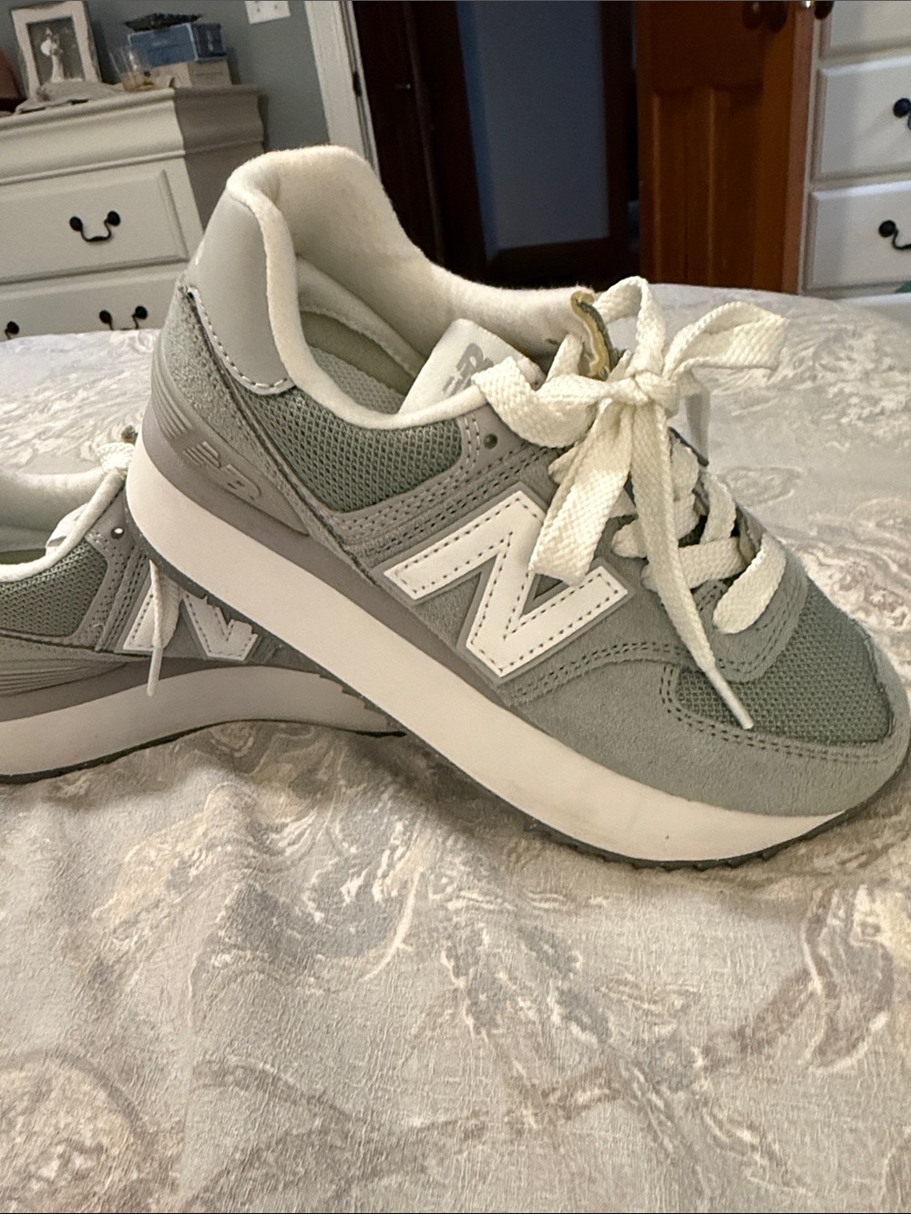 New Balance Kids Light Gray & White Classic Sneakers